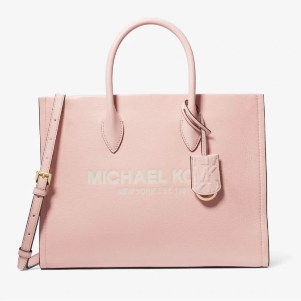 NWT! MICHAEL KORS MIRELLA MEDIUM TOTE LEATHER BAG PINK - Picture 2 of 15